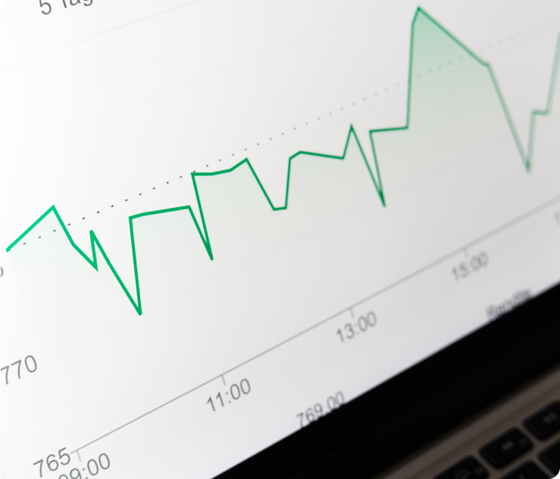 Line graph displayed on a laptop screen showing data trends over time.